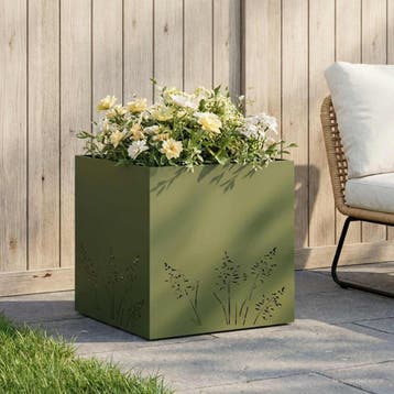 vidaXL Plantenbak Olijfgroen 50 x 50 x 49 cm Koudgewalst, Verzenden