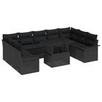 vidaXL Tuinbank Set met kussen met kussen 10 pcs Zwart Poly, Verzenden, Nieuw