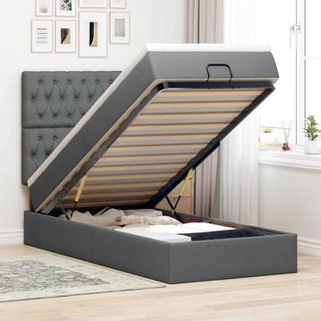 vidaXL Bed poef met matras en LEDs stof 80x200 cm, Verzenden, Nieuw