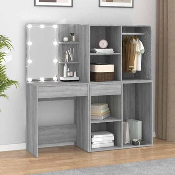 vidaXL Kaptafel met kastjes LED bewerkt hout grijs sonoma, Verzenden