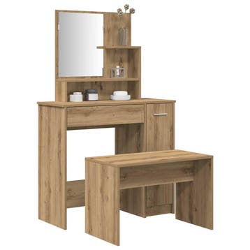 vidaXL Kaptafelset bewerkt hout artisanaal eiken, Verzenden, Nieuw