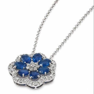 Halsketting - 14 karaat Witgoud - 2.05ct. tw. Saffier -, Nieuw