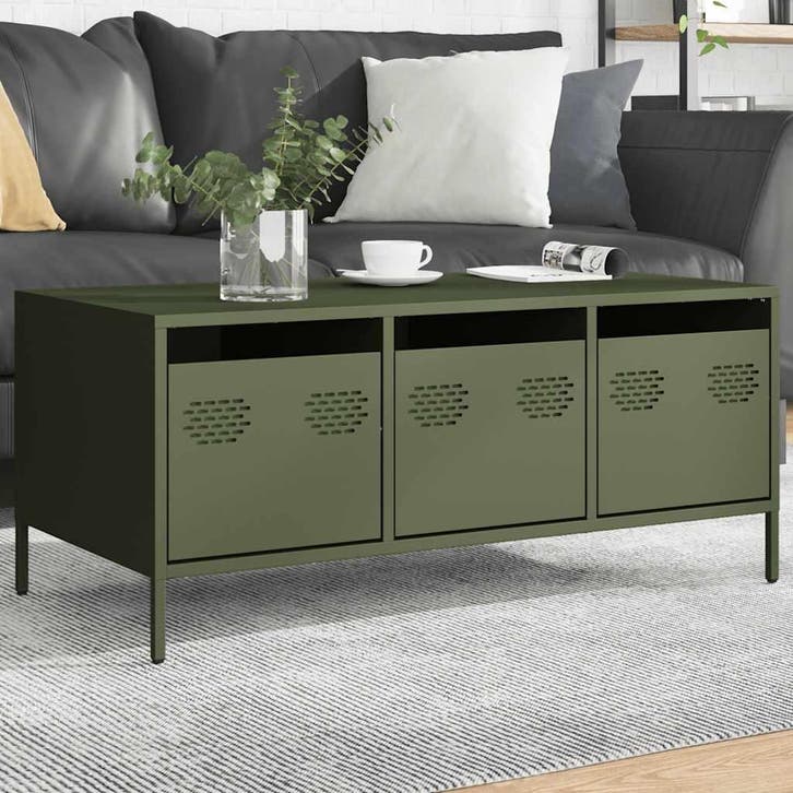 vidaXL Salontafel 101,5x50x43,5 cm koudgewalst staal, Huis en Inrichting, Tafels | Salontafels, Nieuw, Verzenden
