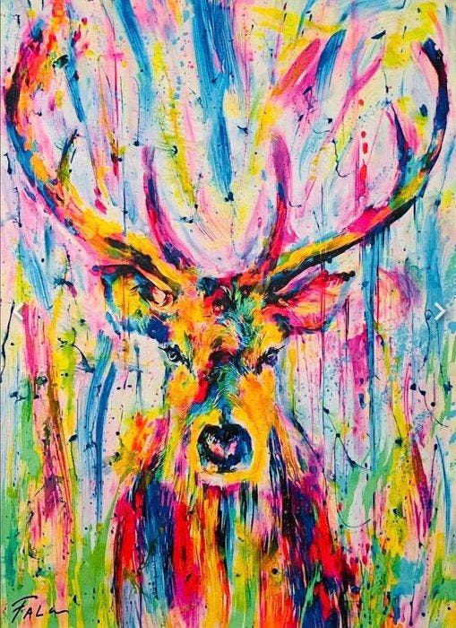 Joaquim Falco - REINDEER XXL, Antiek en Kunst, Kunst | Schilderijen | Modern