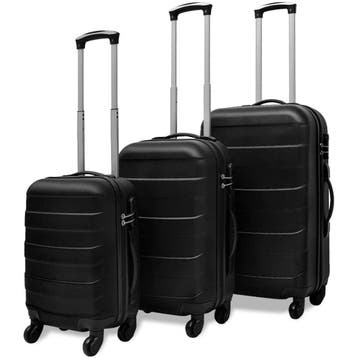 vidaXL 3-delige Kofferset hard 45,5/55/66 cm zwart, Bijoux, Sacs & Beauté, Valises, Verzenden