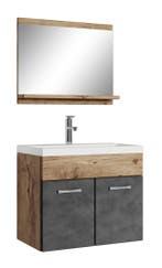 Badkamermeubel Montreal Set 02 60 x 35 cm Kastanje Grijs, Verzenden, Nieuw