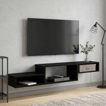 vidaXL Wand gemonteerd TV Kast Muurmontage Zwart eiken, Huis en Inrichting, Kasten | Wandmeubels, Verzenden, Nieuw