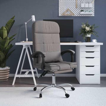 vidaXL Kantoorstoel massage verstelbaar stof taupe, Verzenden