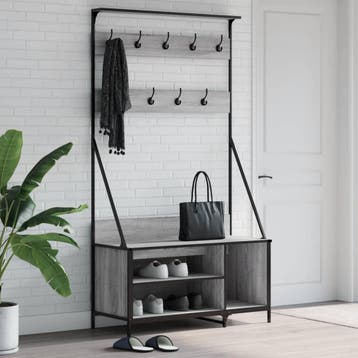 vidaXL Kledingrek met schoenenrek 100x41x184 cm grijs sonoma, Verzenden, Nieuw