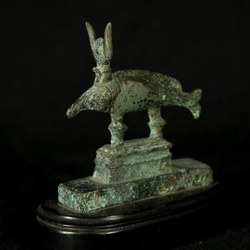 Oude Egypte, Ptolemeïsch Brons Oxyrhynchus-vis, 8 x 8 cm