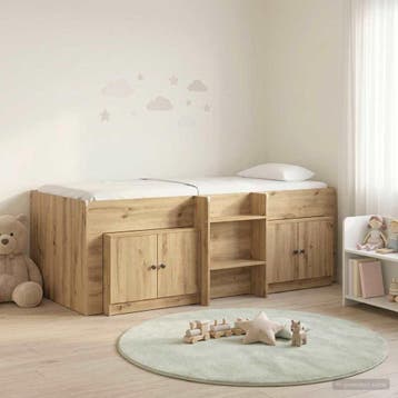 vidaXL Loft Bed Frame met Kast 3 st Artisanaal eiken Bewerkt, Verzenden, Nieuw