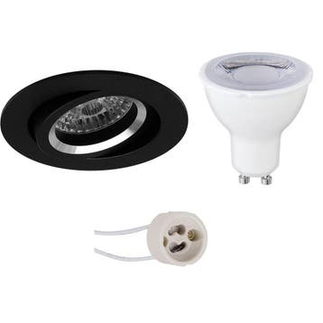 LED Spot Set 6W - Kantelbare Mat Zwarte Ronde Inbouwspot - D, Verzenden