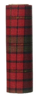 Decostof tafelloper tartan rood-groen smalle ruit polyester, Nieuw