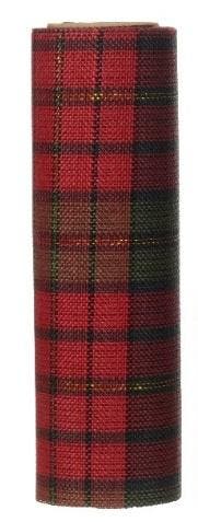 Decostof tafelloper tartan rood-groen smalle ruit polyester, Nieuw