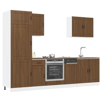 vidaXL 7-delige Keukenkastenset Porto bewerkt hout bruin, Verzenden