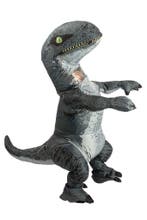 KIMU® Opblaas Kostuum Velociraptor Grijs Opblaasbaar Pak Din, Ophalen of Verzenden, Nieuw