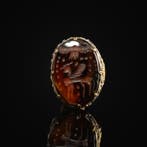 Ottomaanse Rijk Zilver Ring met karneool-intaglio met