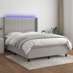 vidaXL Boxspring met matras en LED stof lichtgrijs 140x200, Verzenden, Nieuw