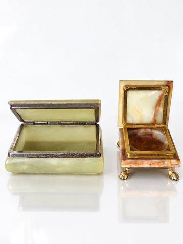 Pair of Italian Mid-Century Jewellery Boxes in Alabaster &