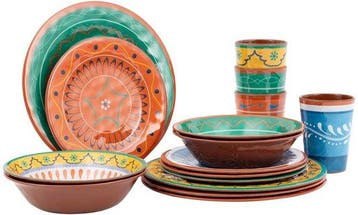 Bo-Camp Servies - Fiesta - 16-Delig - Melamine, Verzenden, Nieuw