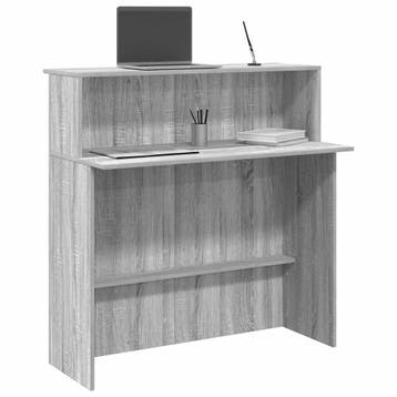 vidaXL Receptiebalie 100x50x103,5 cm bewerkt hout grijs, Verzenden