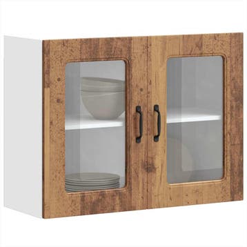 vidaXL Keukenbovenkast met glazen deur bewerkt hout oud, Verzenden