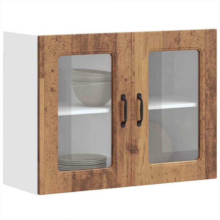 vidaXL Keukenbovenkast met glazen deur bewerkt hout oud, Maison & Meubles, Armoires | Autre, Envoi