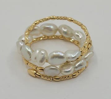 Ring - 18 karaat Geel goud - Keshi Akoya Pearls, Bijoux, Sacs & Beauté, Bagues