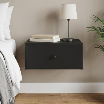 vidaXL Muurbevestigde Nachttafel Zwart 49 x 34,5 x 20 cm, Verzenden