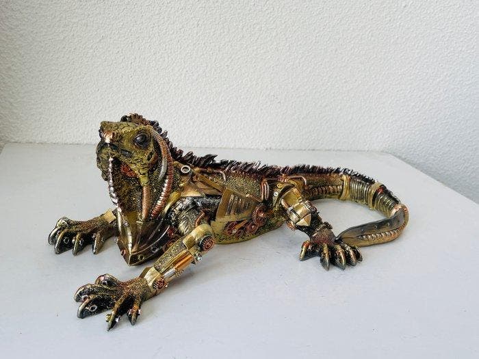 Exclusief S.Buru - sculptuur, XXL STATUE-signed-IGUANE (, Antiek en Kunst, Curiosa en Brocante