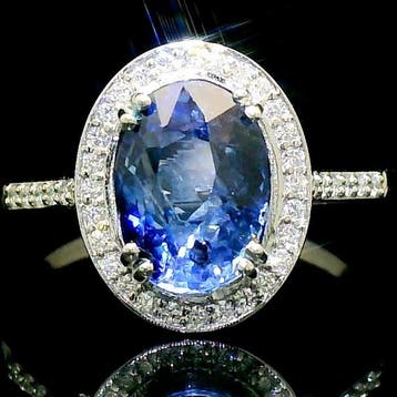 Ring Platina - 3.16ct. tw. Saffier - Diamant - Onverwarmde, Nieuw