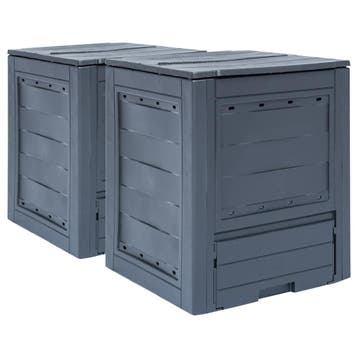 vidaXL Compostbakken 2 st 520 L 60x60x73 cm grijs, Tuin en Terras, Verzenden, Nieuw