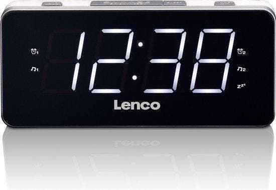 Wekkerradio met LED Display - Wit Lenco CR-18 SHOWMODEL, Elektronische apparatuur, Wekkers, Nieuw, Verzenden