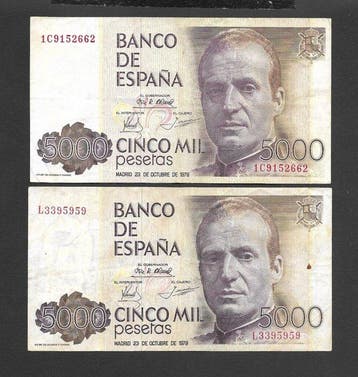 Spanje. - 3 x 5000, 10 000 Pesetas - 1979/1985 (Zonder