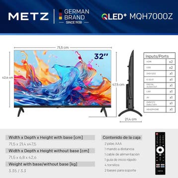 Metz 32 QLED TV, HDR10, Dolby Audio, TV met triple-Tuner..., Audio, Tv en Foto, Ophalen of Verzenden, Nieuw