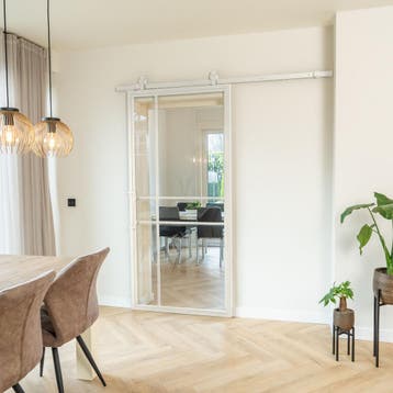 Stalen Schuifdeur 6 Vlaks Wit Moderne look Luxe design, Nieuw, Metaal, 75 tot 150 cm, 150 tot 225 cm