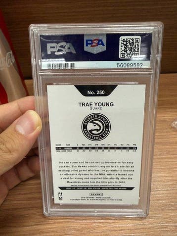 2018/19 Panini Panini Hoops Trae Young #250 Rookie-kaart,, Nieuw