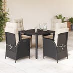 vidaXL 5-delige Tuinset met kussens poly rattan zwart, Verzenden, Nieuw, Tuinset