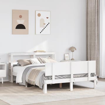vidaXL Bedframe met hoofdeinde zonder matras 120x200 cm wit, Verzenden