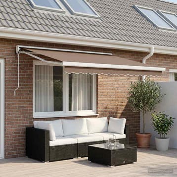 vidaXL Uitschuifbare luifel Taupe 400 × 300 cm Stof en, Verzenden, Nieuw