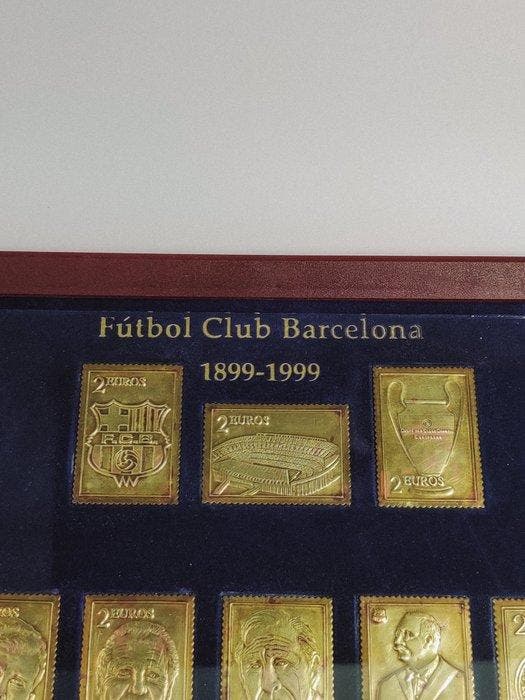 FC Barcelone - Timbres en or 24 carats Centenaire du FC, Collections, Collections Autre