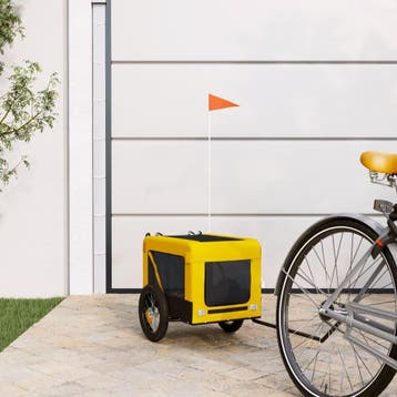 vidaXL Hondenfietstrailer oxford stof en ijzer geel en zwart, Verzenden, Nieuw