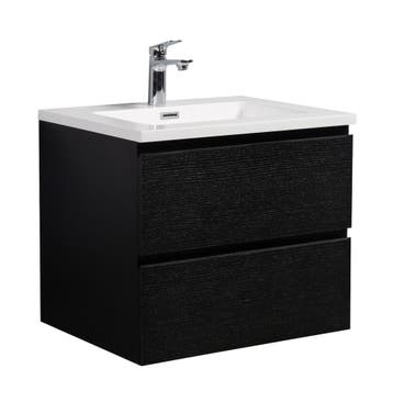 Badkamermeubel Set Angela 60cm Zwart Houtnerf Badmeubel, Verzenden