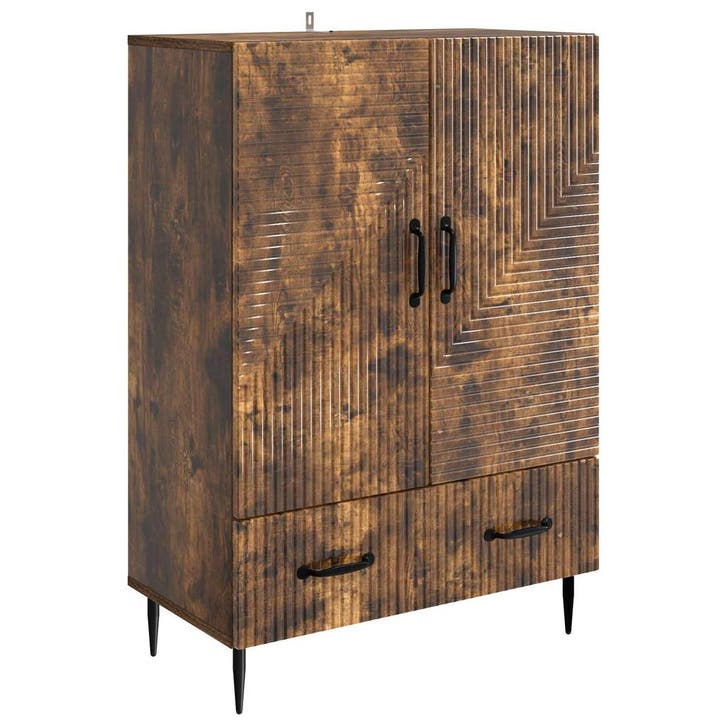 vidaXL Dressoir met lade Gerookt eiken 66 x 34,5 x 95 cm, Maison & Meubles, Armoires | Dressoirs, Envoi