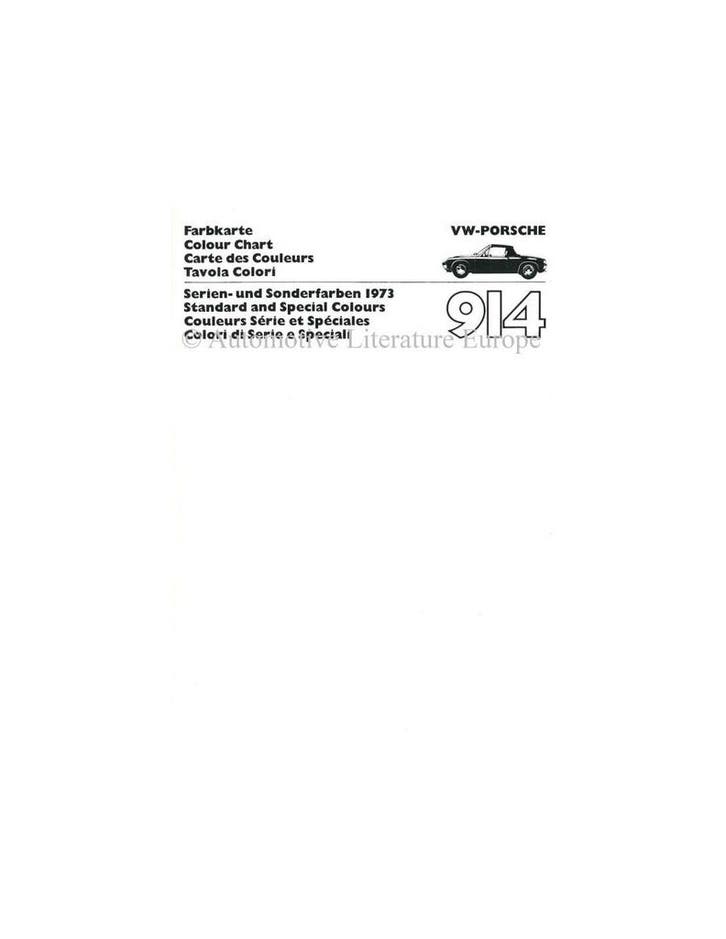 1973 VW-PORSCHE 914 KLEURENKAART BROCHURE, Boeken, Auto's | Folders en Tijdschriften, Ophalen of Verzenden