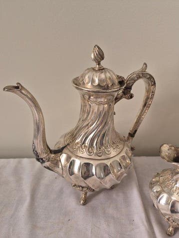 Koffieservies (3) - Verzilverd metaal, Antiek en Kunst