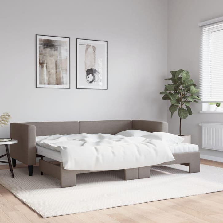 vidaXL Slaapbank met onderschuifbed en matrassen 80x200 cm, Huis en Inrichting, Slaapkamer | Bedden, Nieuw, Verzenden