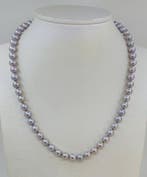 Zonder minimumprijs - Halsketting 7x7,5 mm grijze, Nieuw