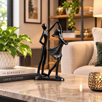 sculptuur, Elegant Abstract Dancing Couple Sculpture –