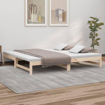 vidaXL Slaapbank uitschuifbaar 2x(80x200) cm massief, Verzenden